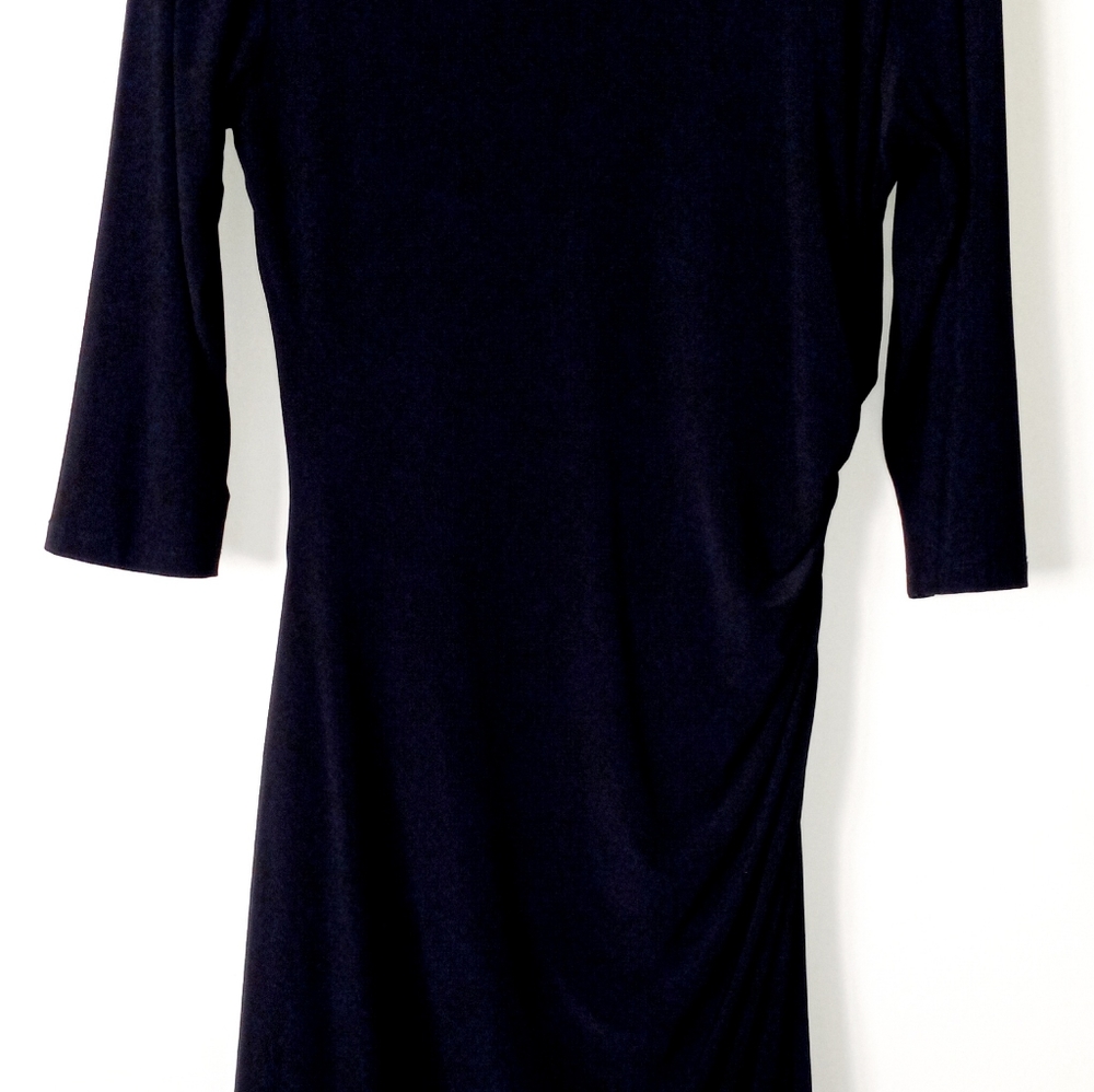 Ronni Nicole size 12 little black dress long sleeve scoop cowl 3/4 sleev… - Picture 3 of 10